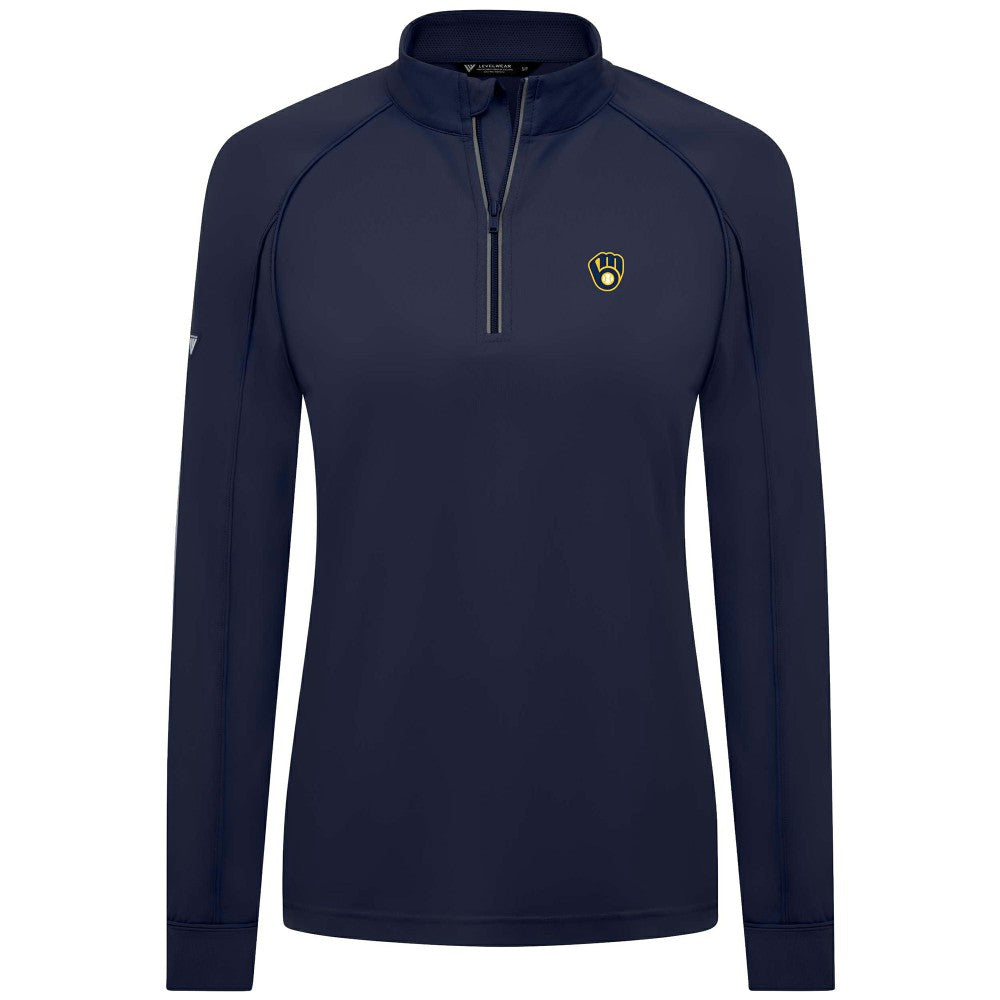 Milwaukee Brewers Levelwear Women's Kinetic Insignia Quarter-Zip Pullover | MLB Shop