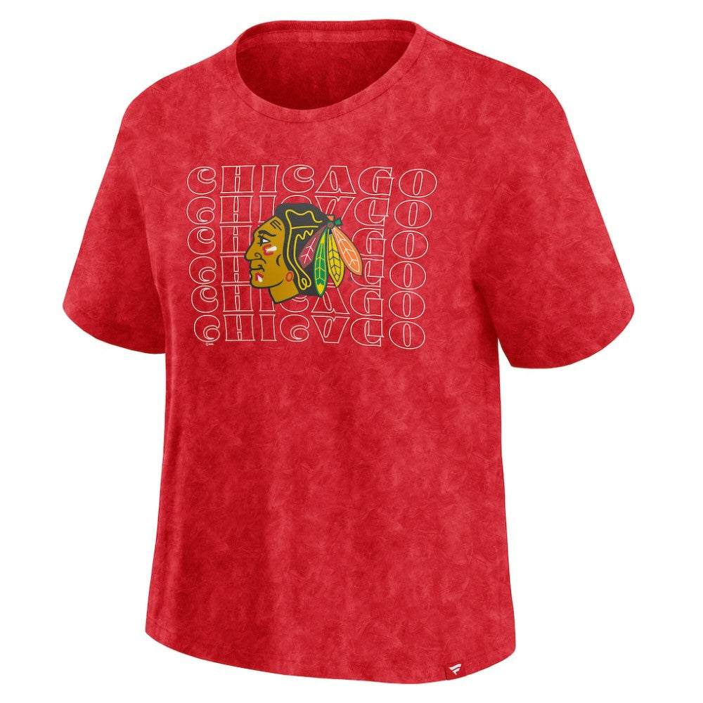 Chicago Blackhawks Fanatics Women's Faded Wash T-Shirt Outlet