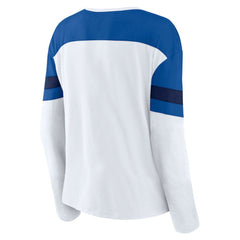 New York Rangers Fanatics Women's Frozen Long Sleeve Notch Neck T-Shirt For Sale