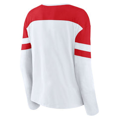 New Jersey Devils Fanatics Women's Frozen Long Sleeve Notch Neck T-Shirt On Sale