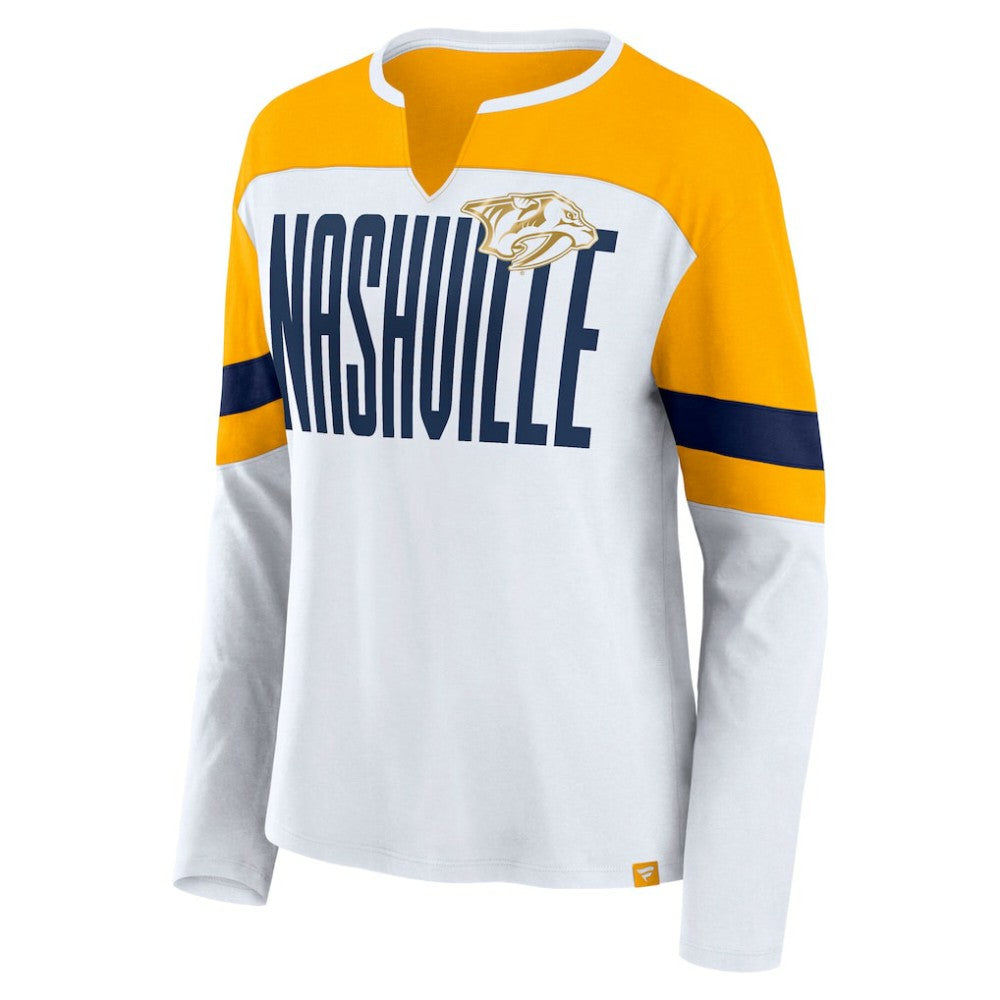Nashville Predators Fanatics Women's Frozen Long Sleeve Notch Neck T-Shirt Sale