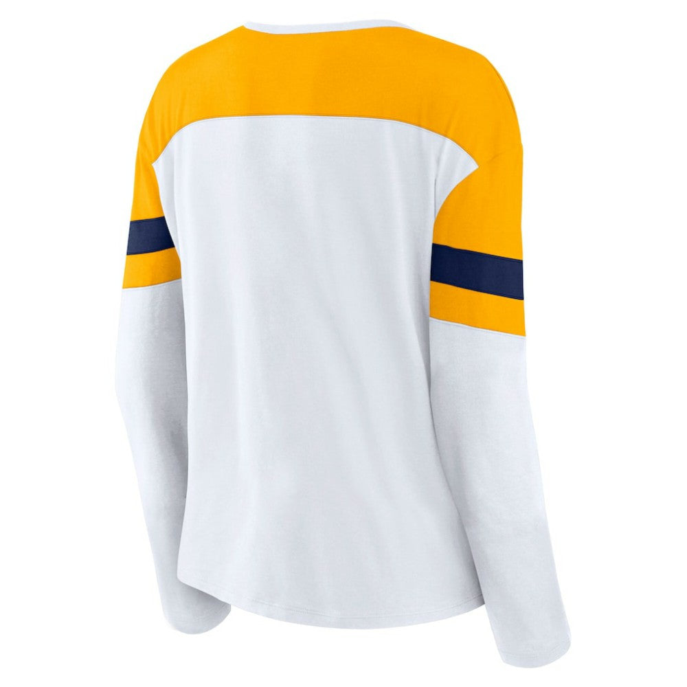 Nashville Predators Fanatics Women's Frozen Long Sleeve Notch Neck T-Shirt Sale