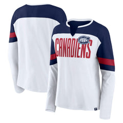 Montreal Canadiens Fanatics Women's Frozen Long Sleeve Notch Neck T-Shirt Sale
