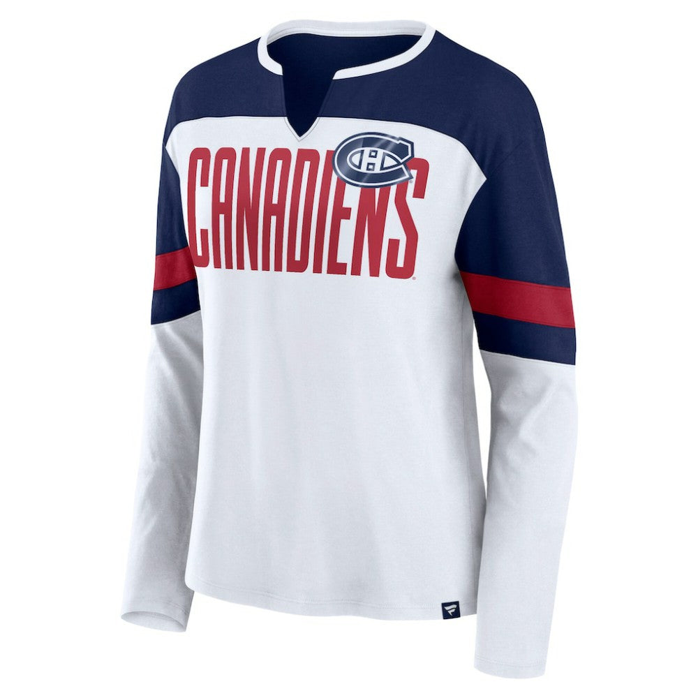 Montreal Canadiens Fanatics Women's Frozen Long Sleeve Notch Neck T-Shirt Sale