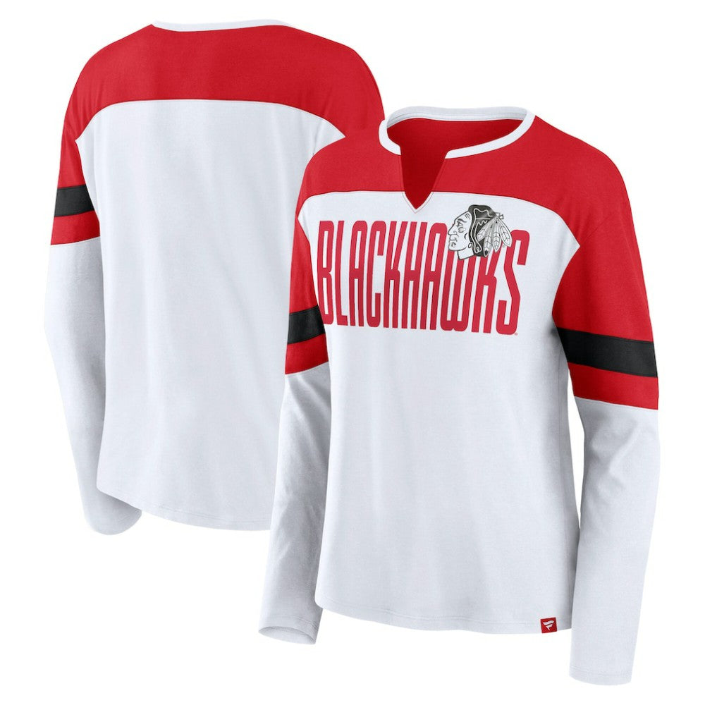 Chicago Blackhawks Fanatics Women's Frozen Long Sleeve Notch Neck T-Shirt On Sale