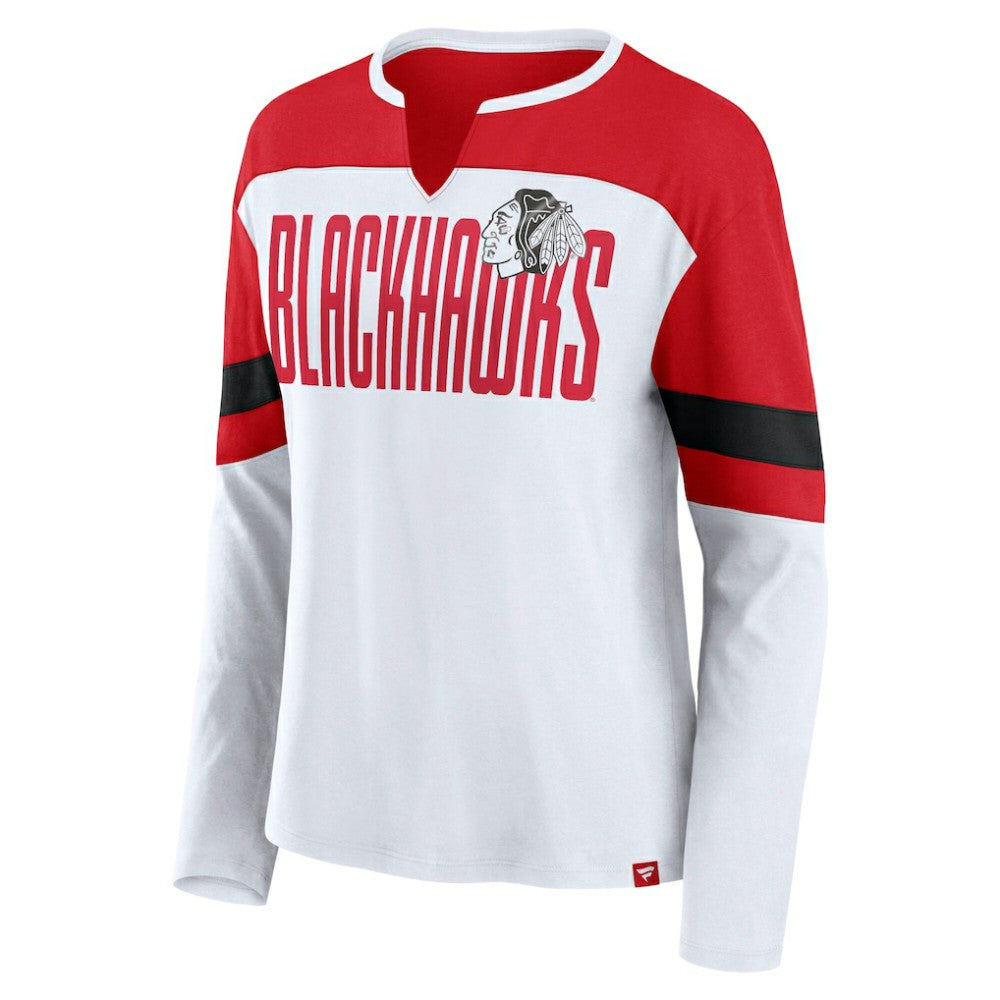 Chicago Blackhawks Fanatics Women's Frozen Long Sleeve Notch Neck T-Shirt On Sale