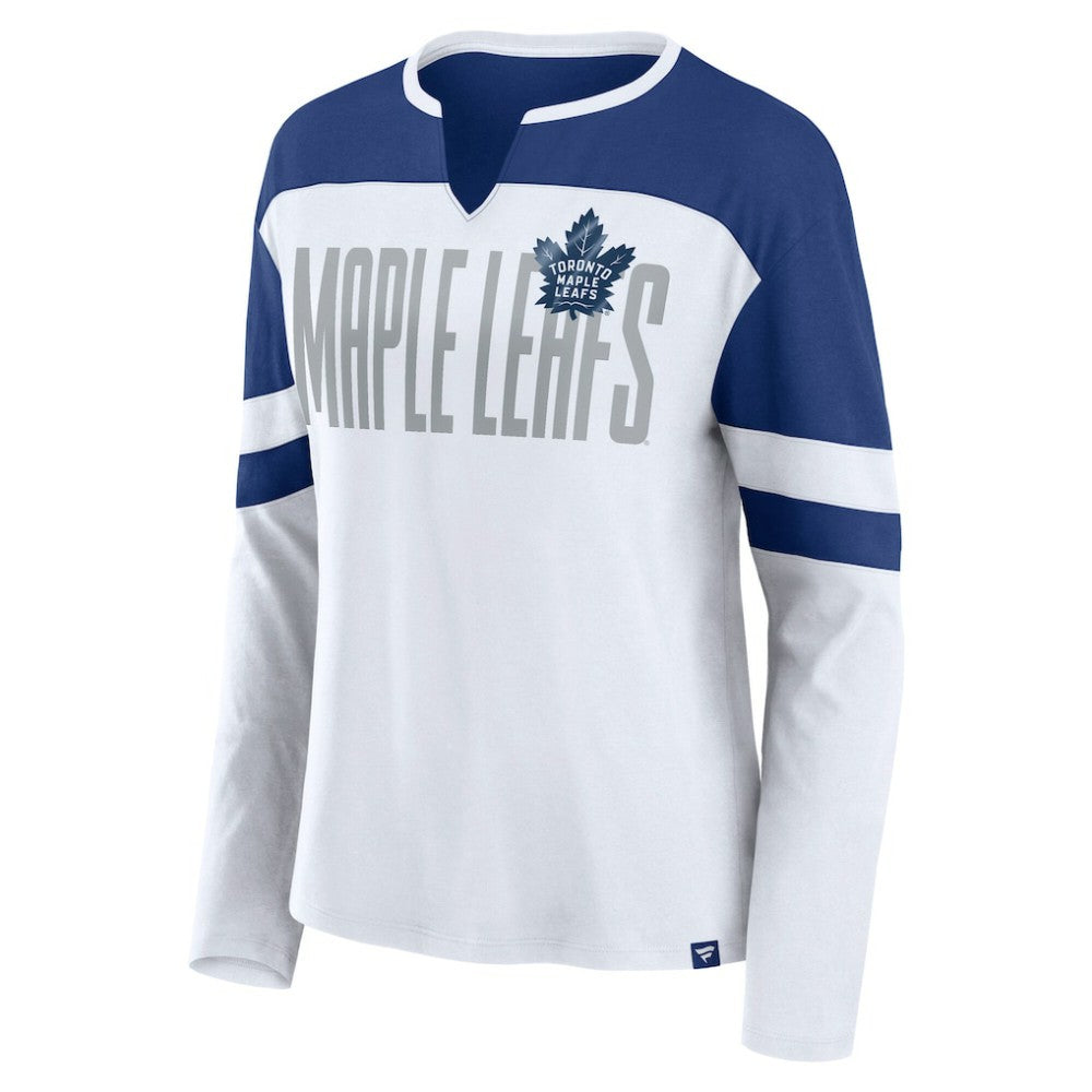 Toronto Maple Leafs Fanatics Women's Frozen Long Sleeve Notch Neck T-Shirt Discount