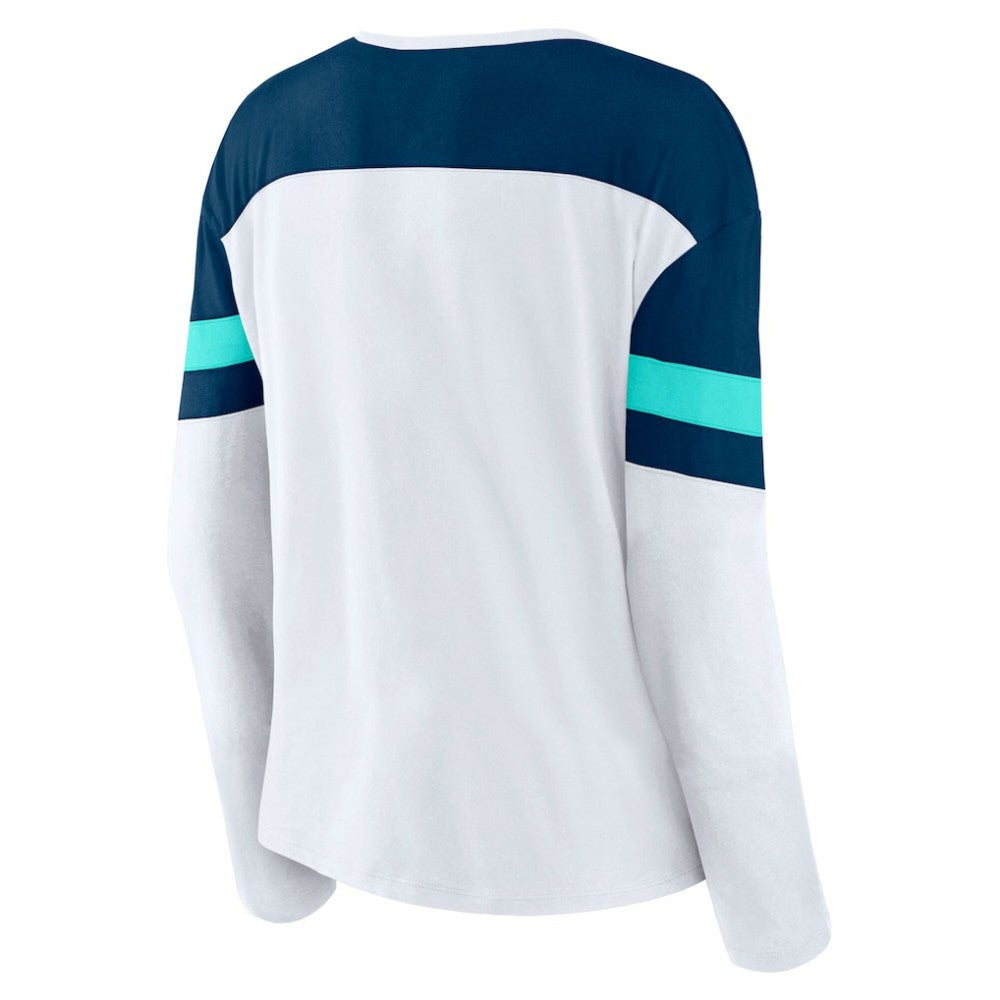 Seattle Kraken Fanatics Women's Frozen Long Sleeve Notch Neck T-Shirt Discount
