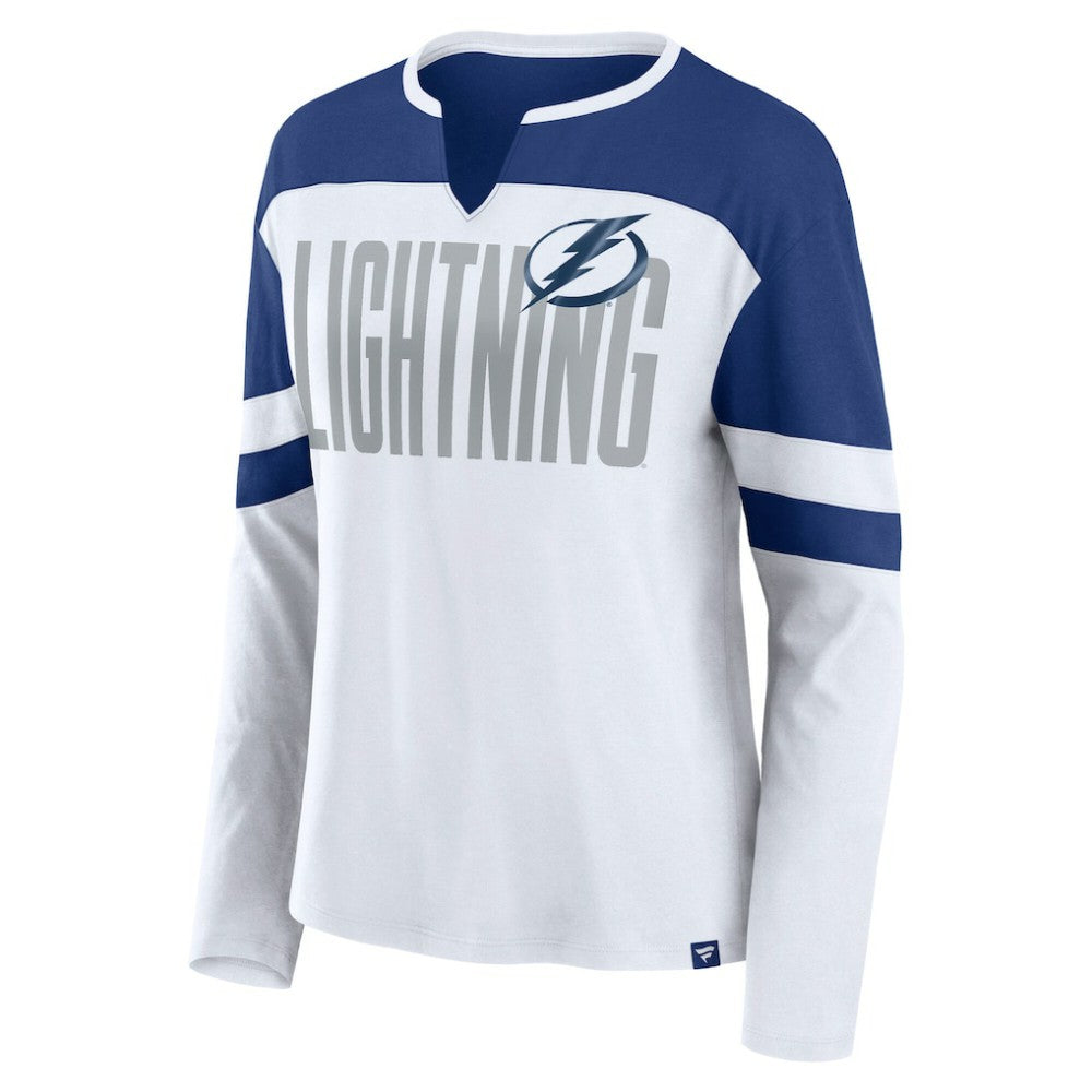 Tampa Bay Lightning Fanatics Women's Frozen Long Sleeve Notch Neck T-Shirt Outlet