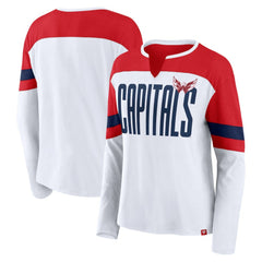 Washington Capitals Fanatics Women's Frozen Long Sleeve Notch Neck T-Shirt Outlet