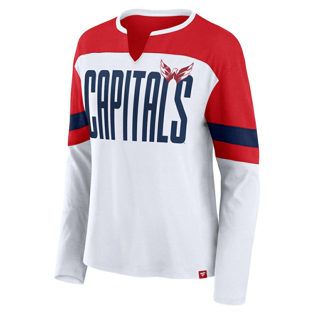 Washington Capitals Fanatics Women's Frozen Long Sleeve Notch Neck T-Shirt Outlet