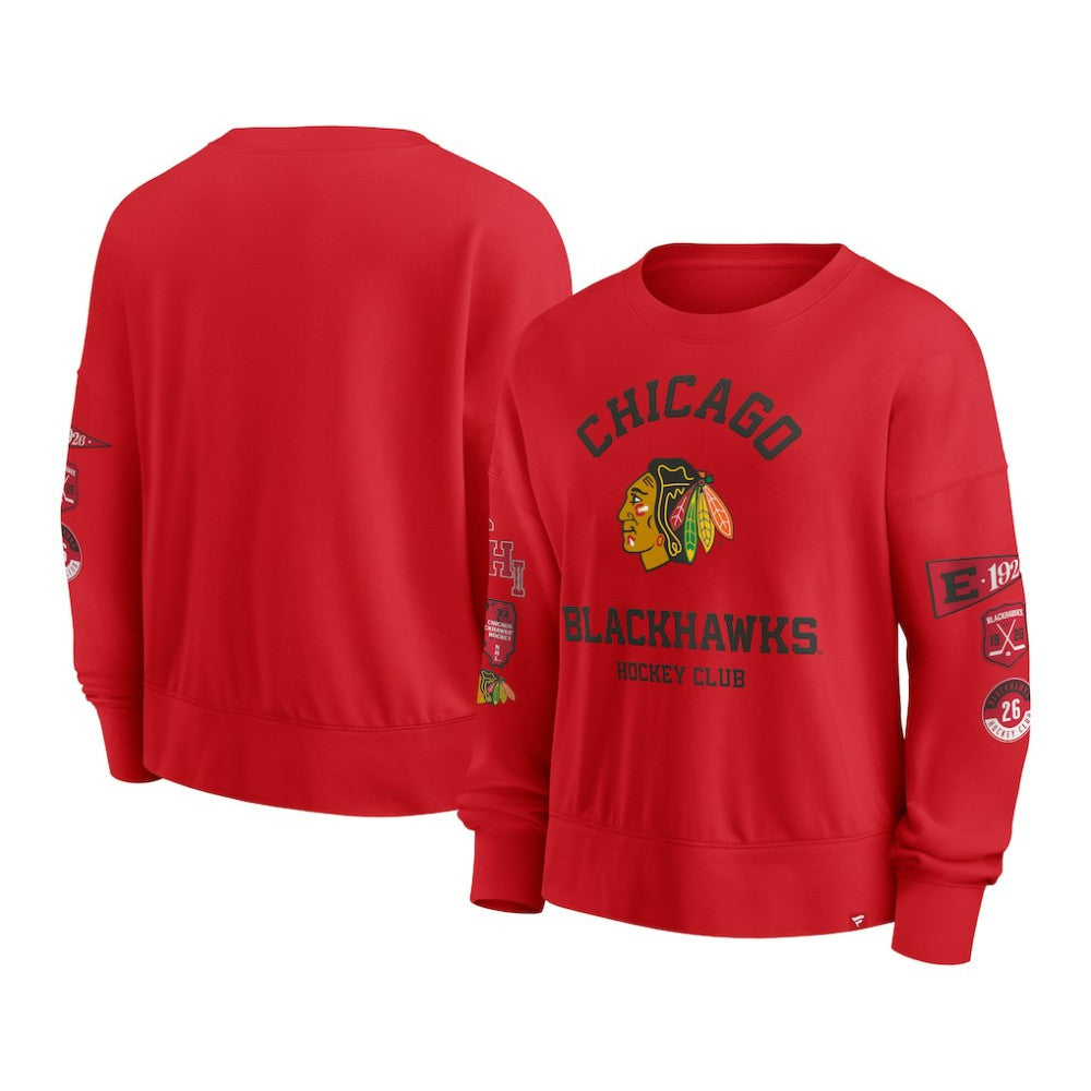 Chicago Blackhawks Fanatics Women's Go Team Pullover Sweatshirt On Sale