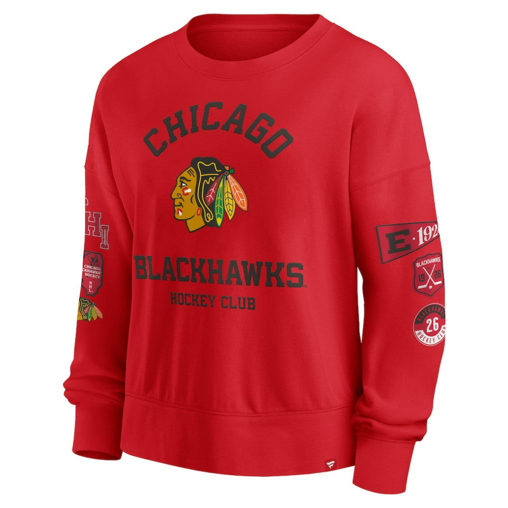Chicago Blackhawks Fanatics Women's Go Team Pullover Sweatshirt On Sale
