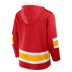 Calgary Flames Fanatics Inside Line Fleece Pullover Hoodie- Red Outlet