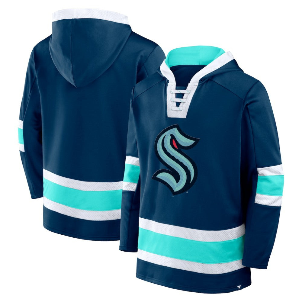 Seattle Kraken Fanatics Inside Line Fleece Pullover Hoodie- Deep Sea Blue For Sale