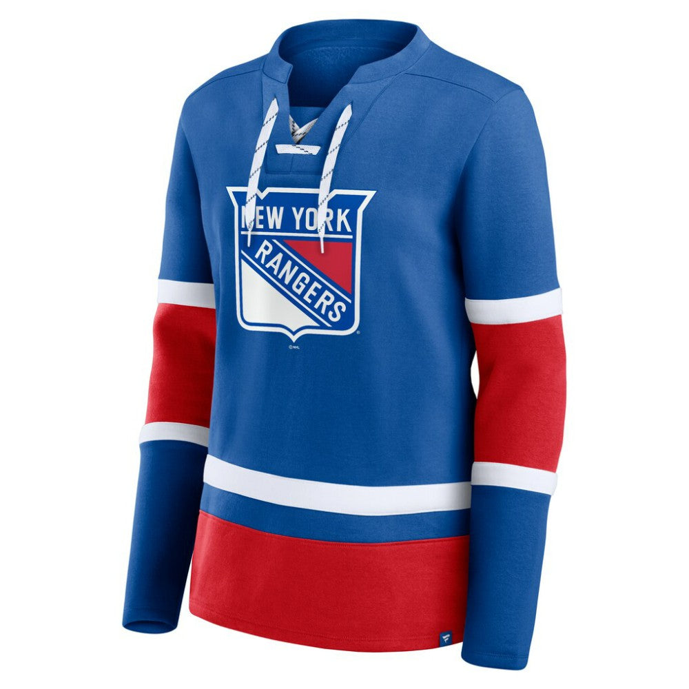 New York Rangers Fanatics Women's Prime Time Lace-Up Long Sleeve T-Shirt Outlet