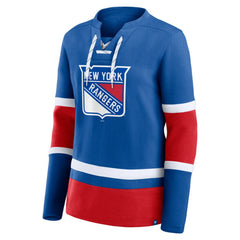 New York Rangers Fanatics Women's Prime Time Lace-Up Long Sleeve T-Shirt Outlet
