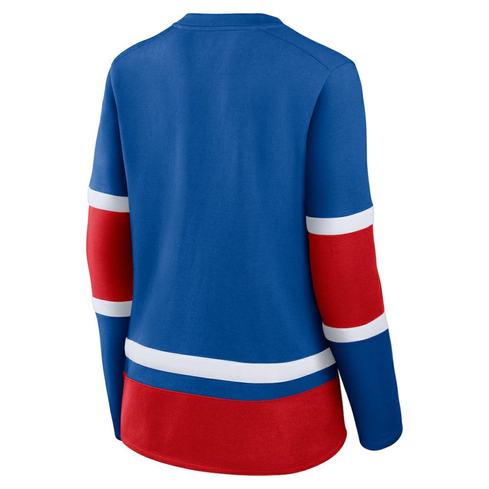 New York Rangers Fanatics Women's Prime Time Lace-Up Long Sleeve T-Shirt Outlet