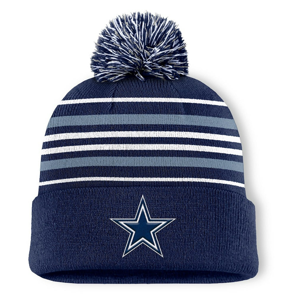 Dallas Cowboys Fanatics Fundamental Striped Cuffed Knit Hat with Pom