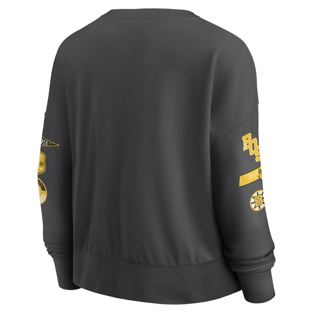 Boston Bruins Fanatics Women's Oversized Vintage Go Team Pullover Sweatshirt Online