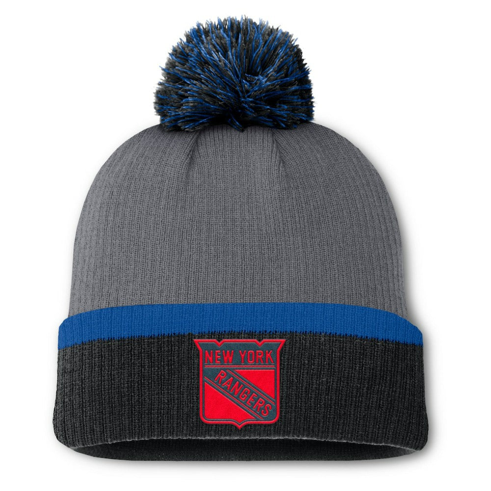 New York Rangers Fanatics Women's Cuffed Knit Hat with Pom For Sale