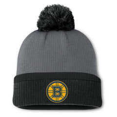 Boston Bruins Fanatics Women's Cuffed Knit Hat with Pom For Sale