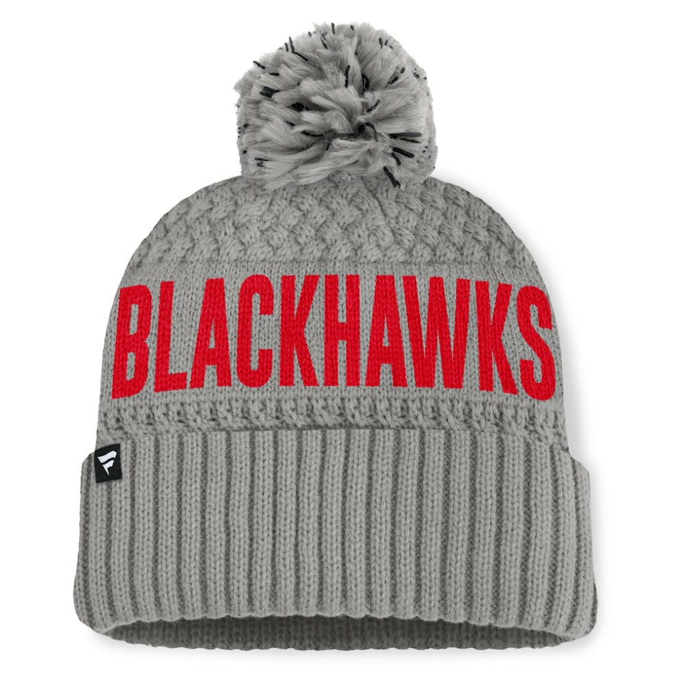 Chicago Blackhawks Fanatics Women's Heritage Tilly Cuffed Knit Hat with Pom For Sale