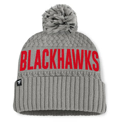 Chicago Blackhawks Fanatics Women's Heritage Tilly Cuffed Knit Hat with Pom For Sale