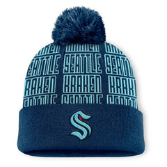 Seattle Kraken Fanatics Fundamental Empty Net Cuffed Knit Hat with Pom Sale