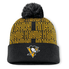 Pittsburgh Penguins Fanatics Fundamental Empty Net Cuffed Knit Hat with Pom Sale