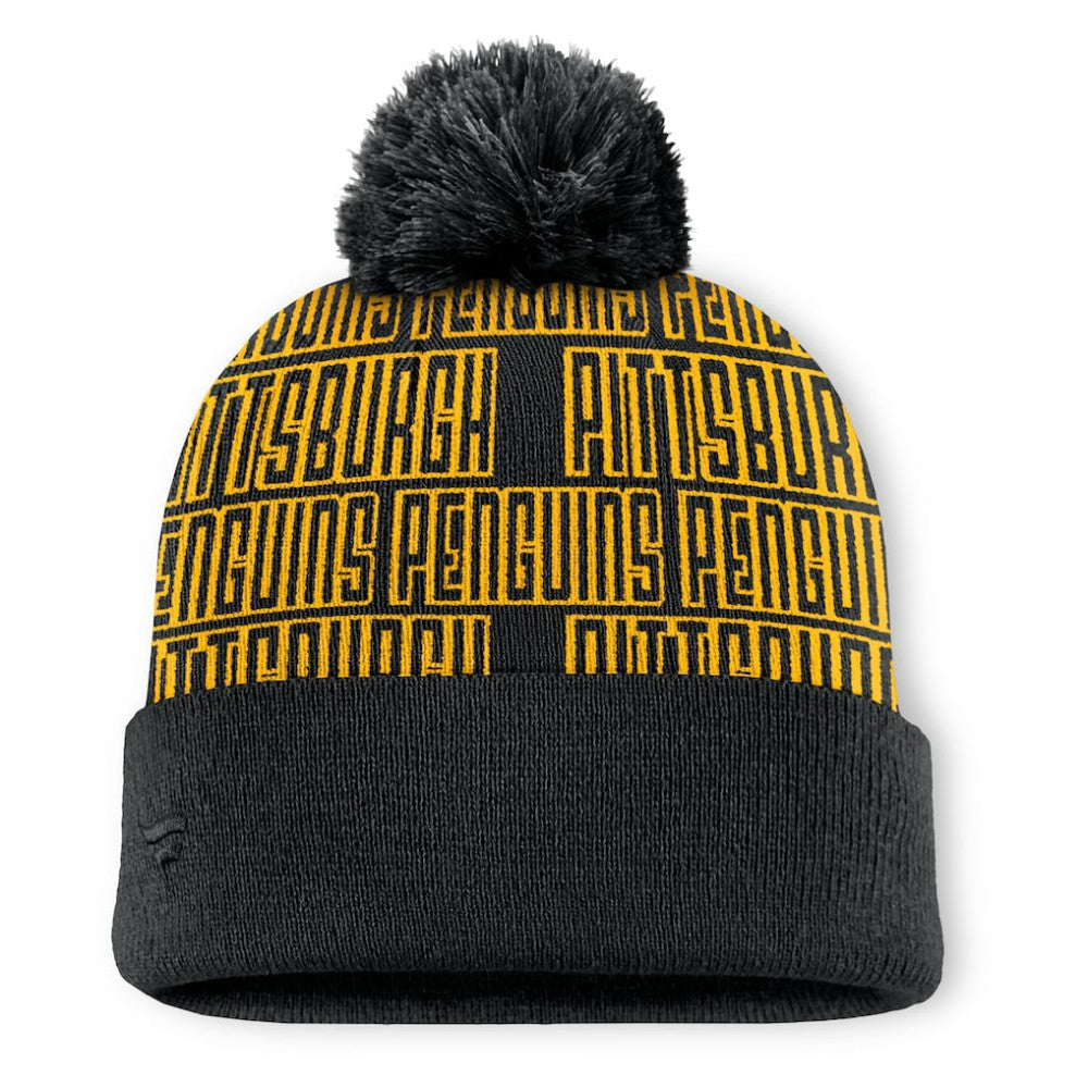 Pittsburgh Penguins Fanatics Fundamental Empty Net Cuffed Knit Hat with Pom Sale