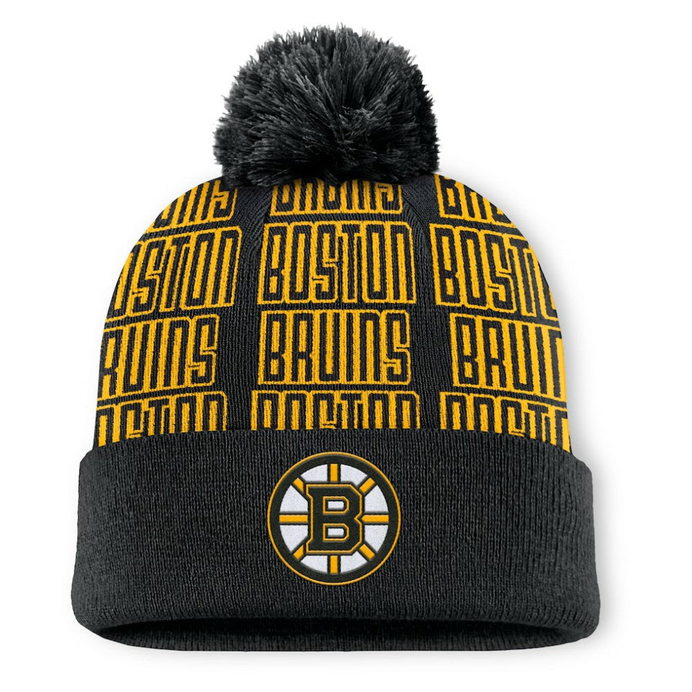 Boston Bruins Fanatics Fundamental Empty Net Cuffed Knit Hat with Pom Discount