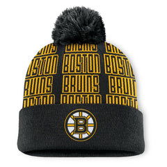 Boston Bruins Fanatics Fundamental Empty Net Cuffed Knit Hat with Pom Discount