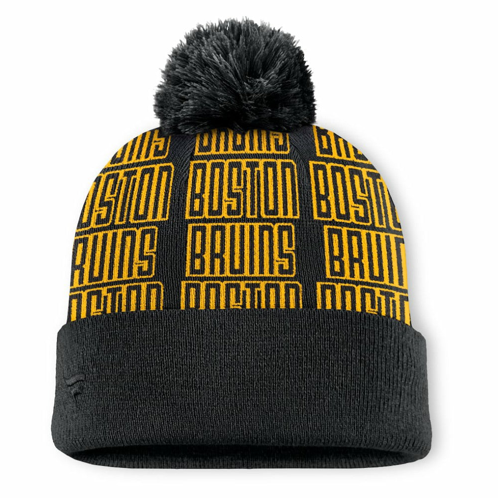 Boston Bruins Fanatics Fundamental Empty Net Cuffed Knit Hat with Pom Discount