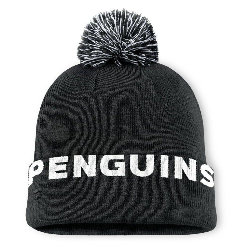 Pittsburgh Penguins Fanatics Fundamental High Stick Cuffed Knit Hat with Pom On Sale