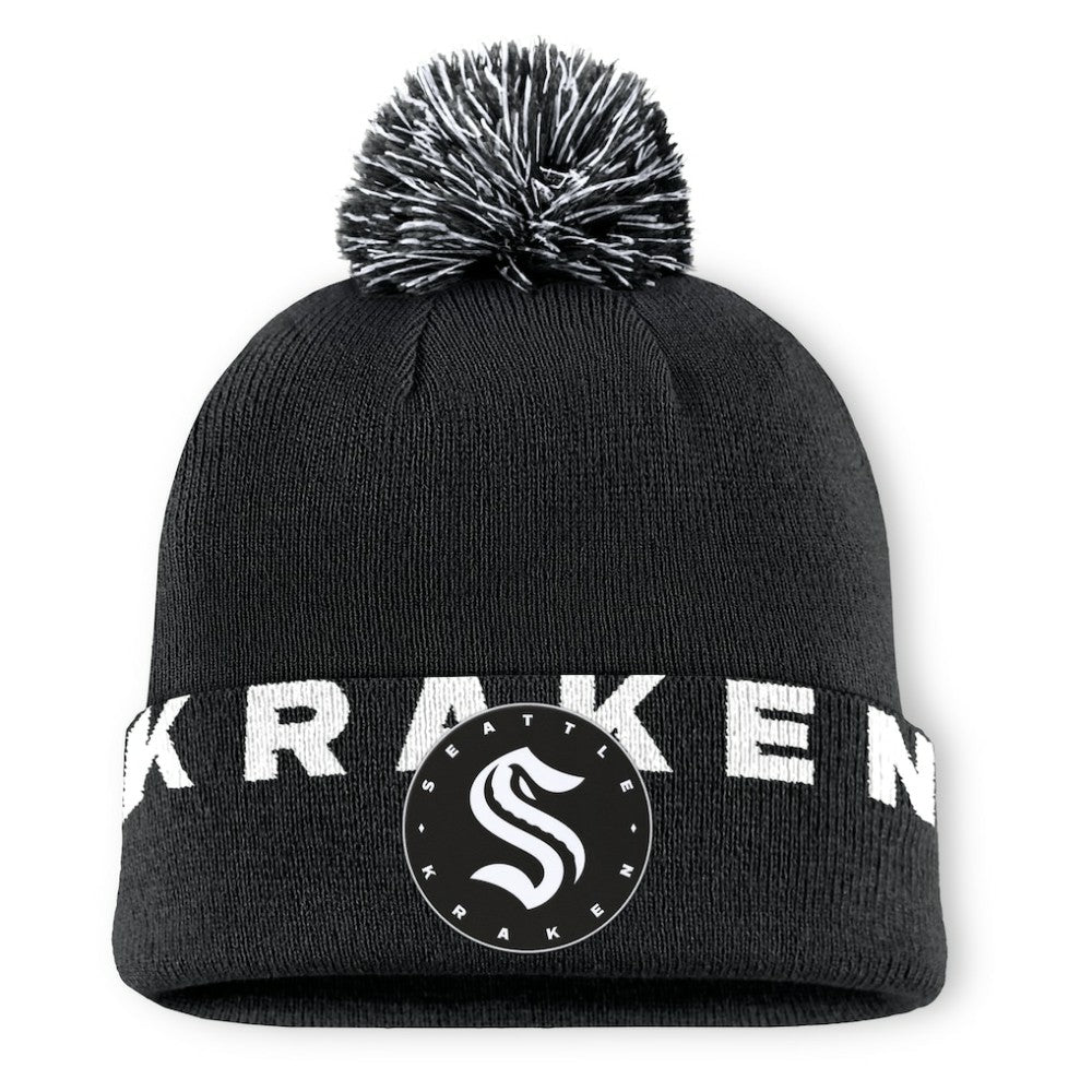 Seattle Kraken Fanatics Fundamental High Stick Cuffed Knit Hat with Pom Sale