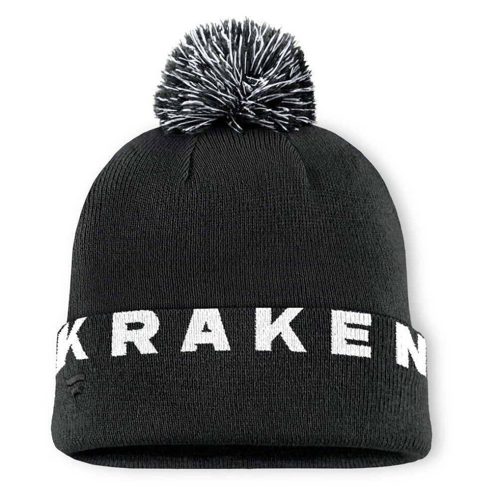 Seattle Kraken Fanatics Fundamental High Stick Cuffed Knit Hat with Pom Sale