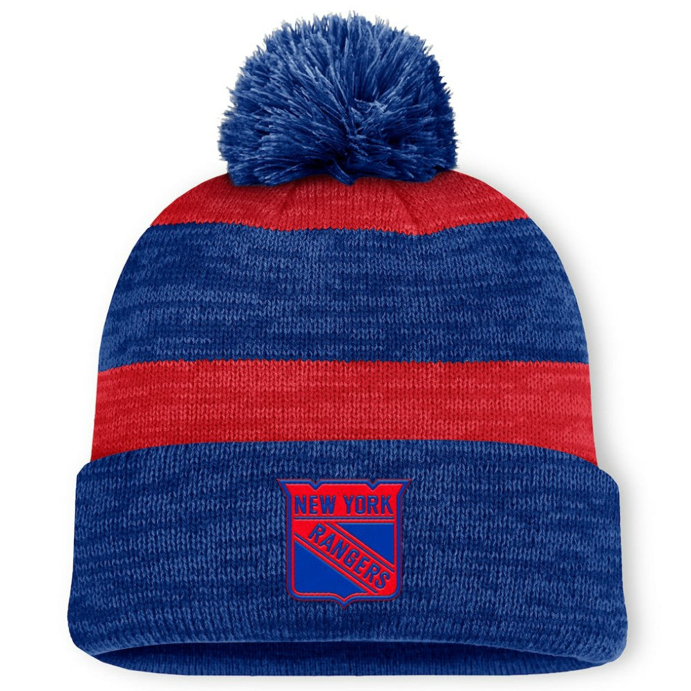 New York Rangers Fanatics Fundamental Red Line Cuffed Knit Hat with Pom Outlet
