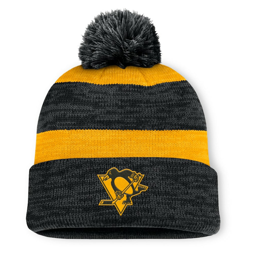 Pittsburgh Penguins Fanatics Fundamental Red Line Cuffed Knit Hat with Pom Discount