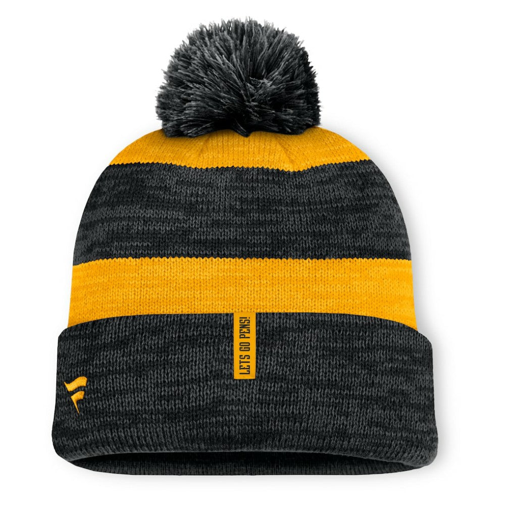Pittsburgh Penguins Fanatics Fundamental Red Line Cuffed Knit Hat with Pom Discount
