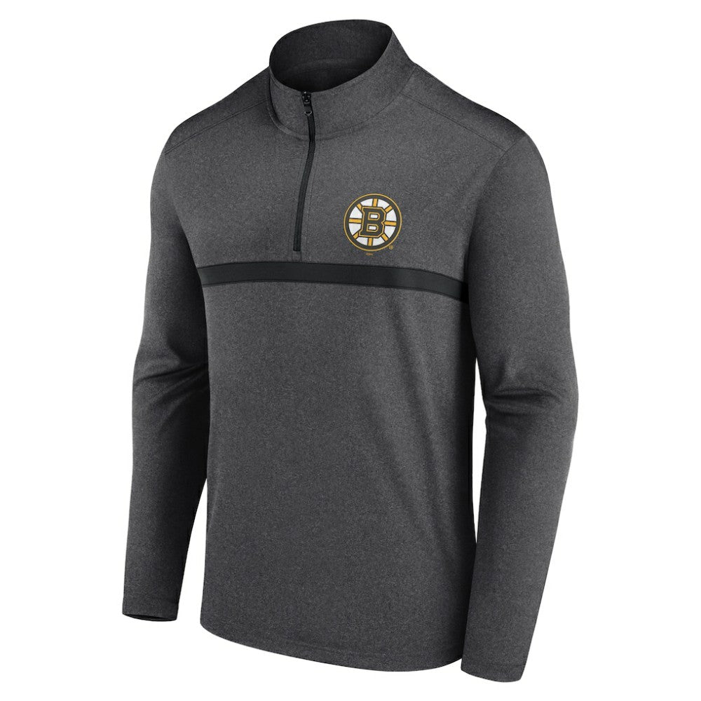 Boston Bruins Logo Athletic Head-to-Head Raglan Quarter-Zip Top For Sale
