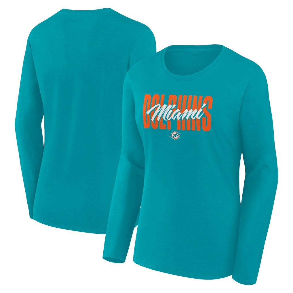 Miami Dolphins  Logo Athletic Women's Grip Long Sleeve T-Shirt