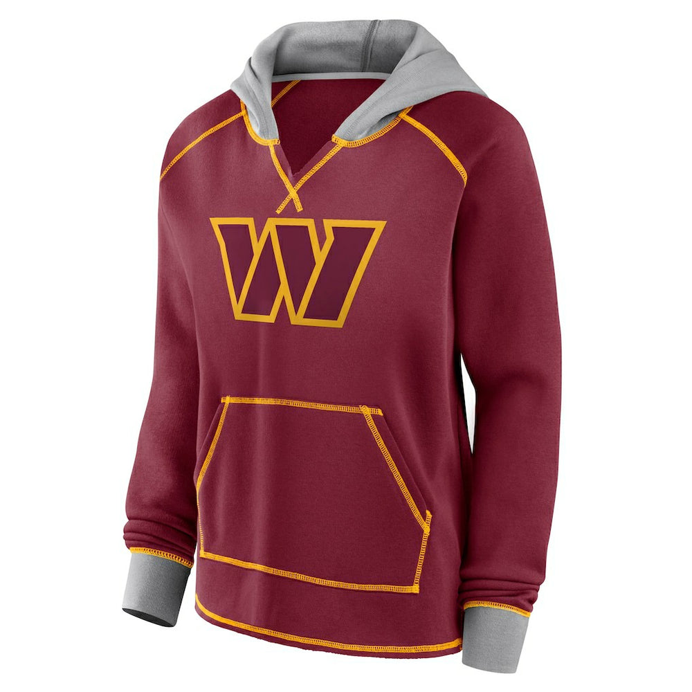 Washington Commanders  Logo Athletic Women's Boom Fleece Pullover V-Neck Hoodie