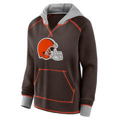 Cleveland Browns  Logo Athletic Women's Boom Fleece Pullover V-Neck Hoodie
