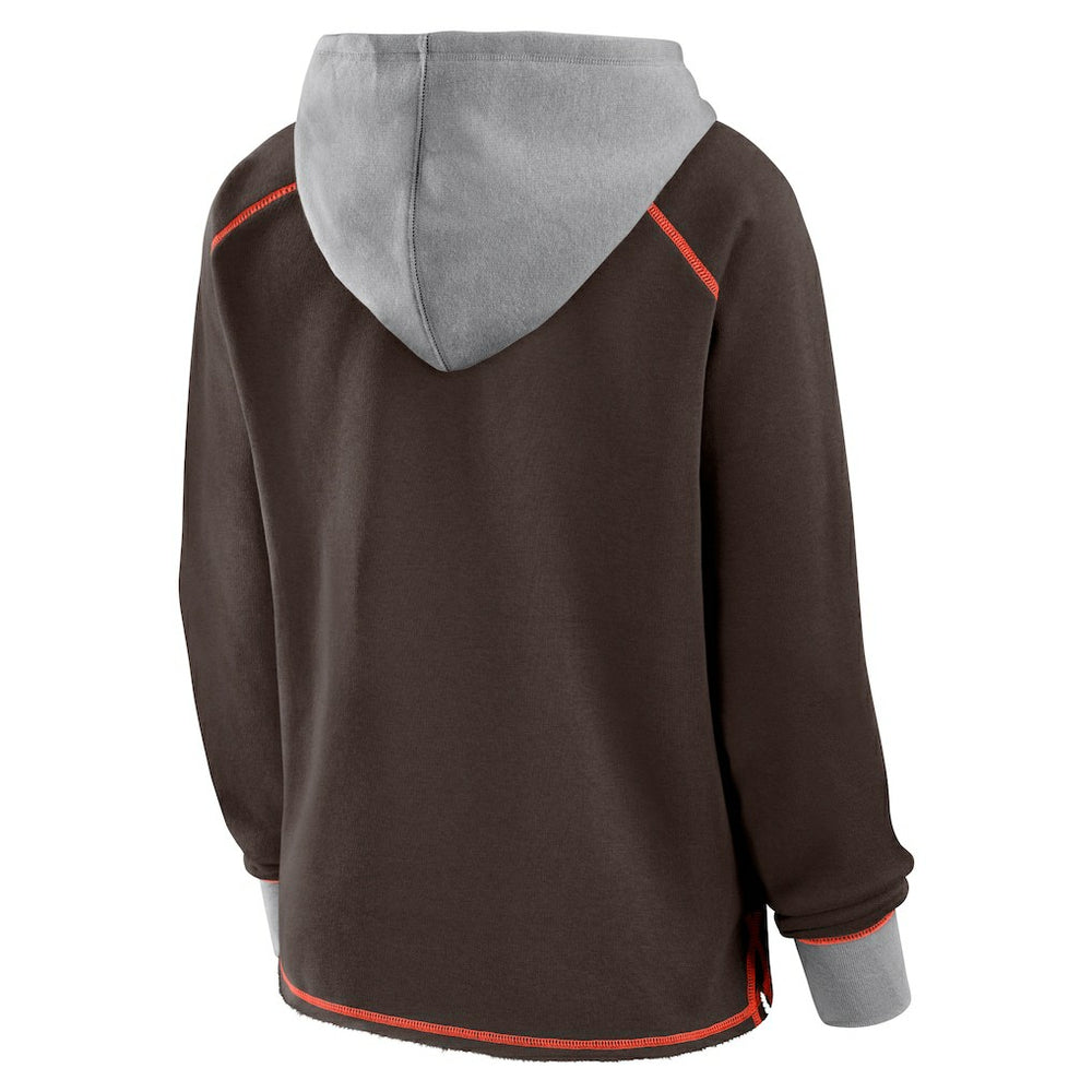 Cleveland Browns  Logo Athletic Women's Boom Fleece Pullover V-Neck Hoodie