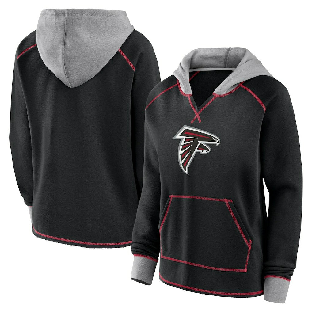 Atlanta Falcons  Logo Athletic Women's Boom Fleece Pullover V-Neck Hoodie