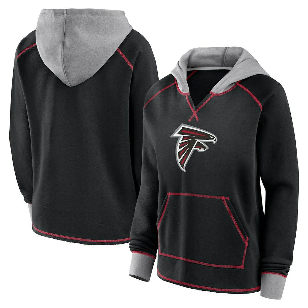 Atlanta Falcons  Logo Athletic Women's Boom Fleece Pullover V-Neck Hoodie