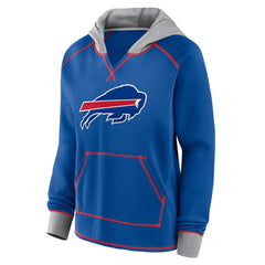 Buffalo Bills  Logo Athletic Women's Boom Fleece Pullover V-Neck Hoodie