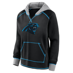 Carolina Panthers  Logo Athletic Women's Boom Fleece Pullover V-Neck Hoodie
