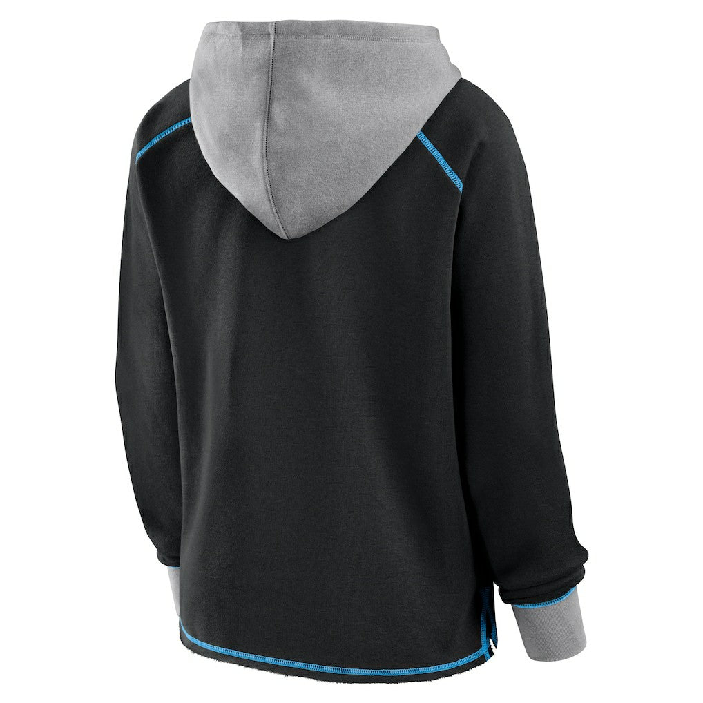 Carolina Panthers  Logo Athletic Women's Boom Fleece Pullover V-Neck Hoodie